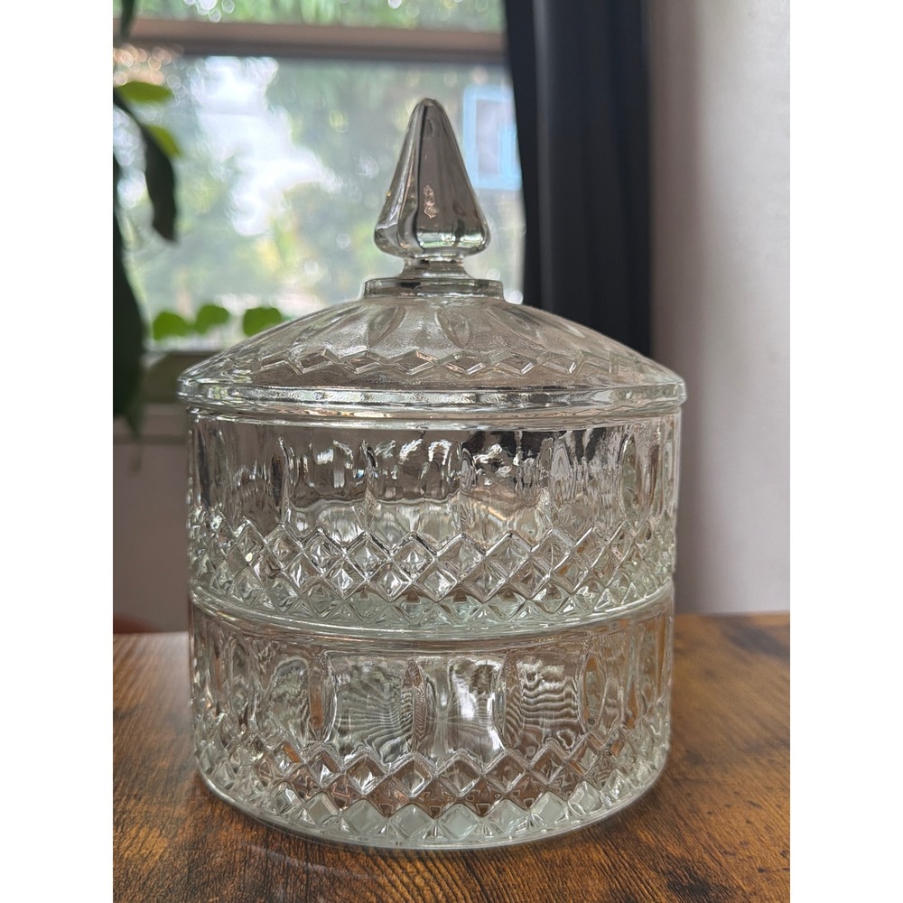 Vintage Glass Stackable Glass Trinket Dish Unisex OS Clear Excellent